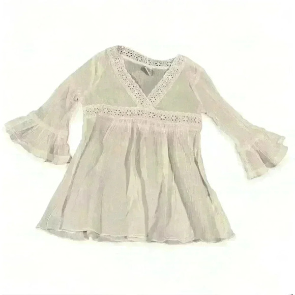 The Children's Place Baby Girl White Blouse Flare Sleeves 18-24 Months - Picture 1 of 5